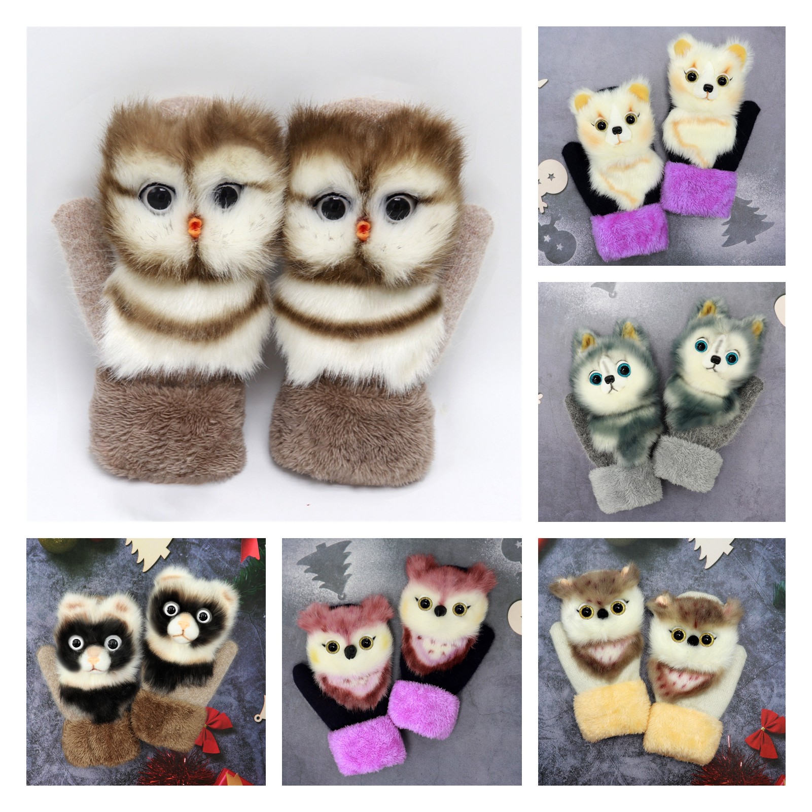 Gants D’hiver Enfants En Peluche – Motif Faon – Avec Cordon – Plein-doigts – Taille 2-7 Ans – Chauds Et Doux - 11
