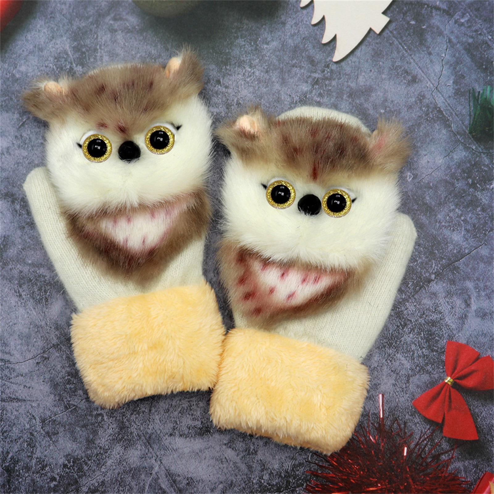 Gants Pattes Chat Peluche Mitaines Cosplay - Chaud Hiver Accessoire Halloween Noël