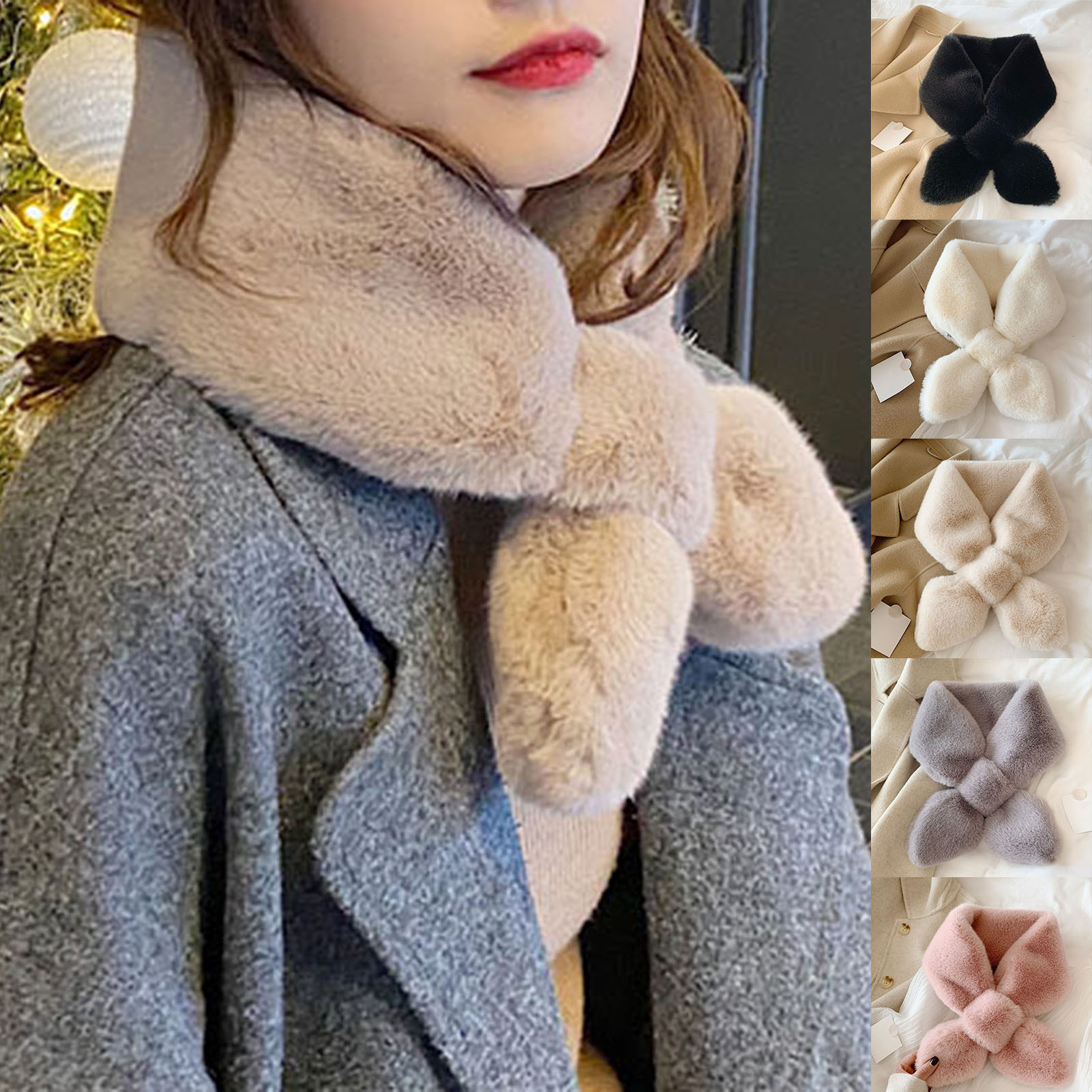 Étole En Fausse Fourrure Douce Et Chaude Pour Mariage Avec Broche - Gris Élégant - Taille Unique