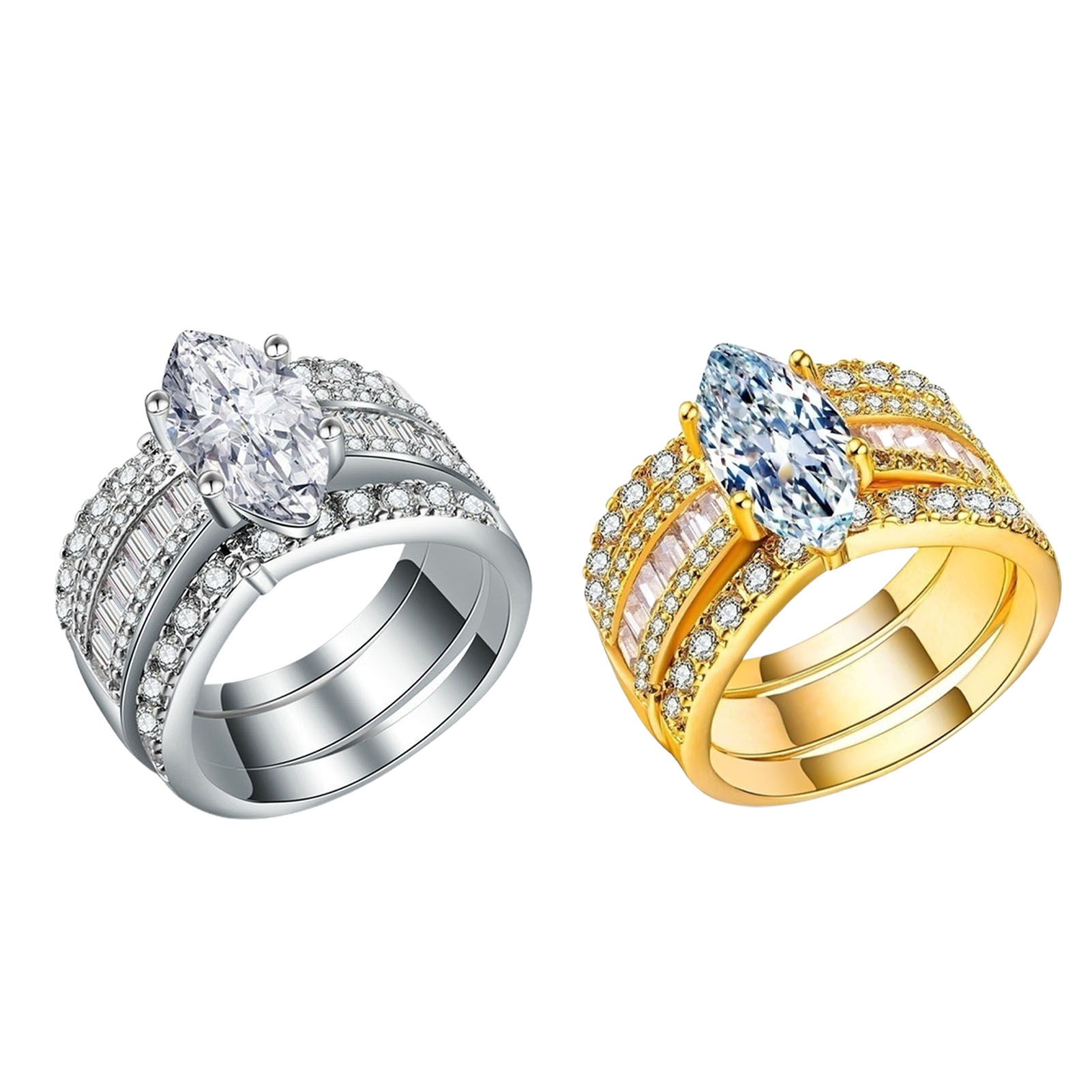 Bague Anneau 3pcs Couple Anneaux Couple Géométrique Bijoux De Strass Sparkling Bagues 2384